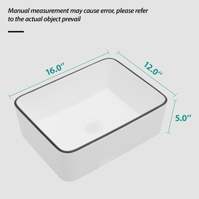 Lavabo de salle de bain rectangulaire en céramique Go Peak