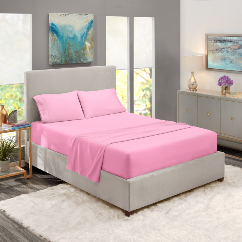 Double Brushed Hotel Luxury Sheet Set with Extra Soft Sheets & Pillowcases, Twin Sheet, Lilac