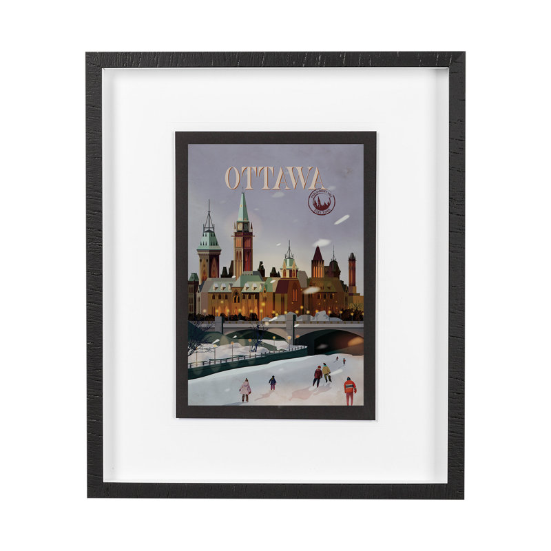 Ottawa Ottawa par Simone, reproduction d'art encadrée sous verre, H 25,5 po x l 21,5 po x P 1,5 po, Cadre simple noir, Blanc