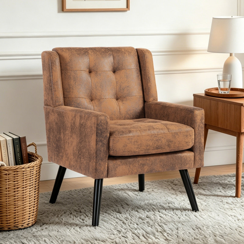 Fauteuil d'appoint Bolanle, Suède brun rétro