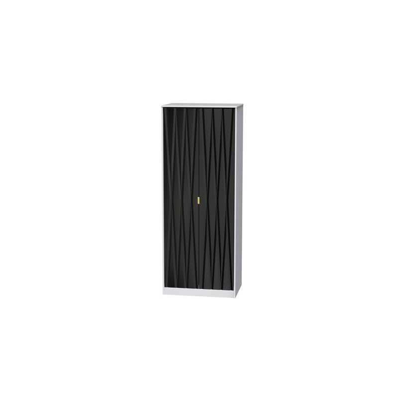 Fully Assembled Fellgren Diamond 2 Door Wardrobe, Black / White Matt Veneer