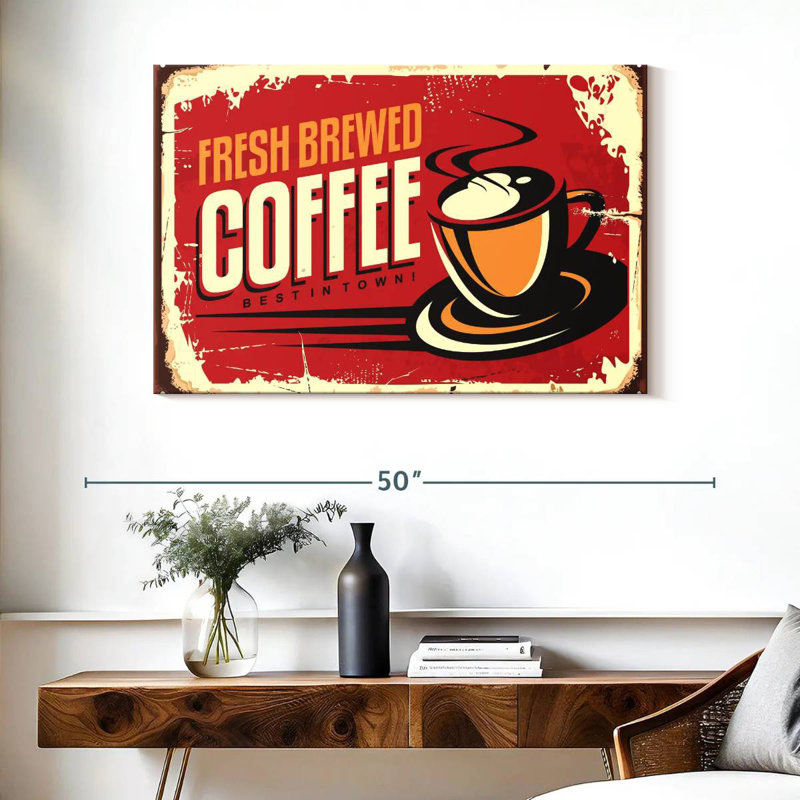 Plaque murale «Fresh Brewed Coffee», H 26 po x l 39 po