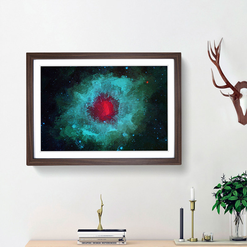 Out of Space Vol.20 in Abstract - Picture Frame Graphic Art Print, 48cm H x 65cm W x 2cm D, Walnut Framed