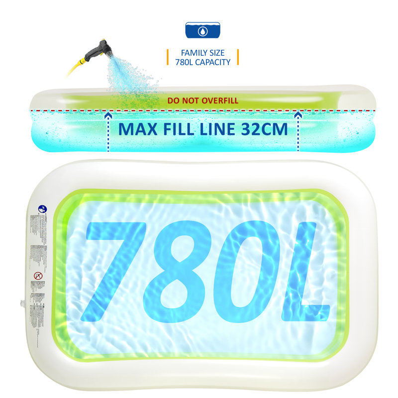 SUNMER Large Inflatable Family Paddling Pool  - 103 Inches, 459L Capacity