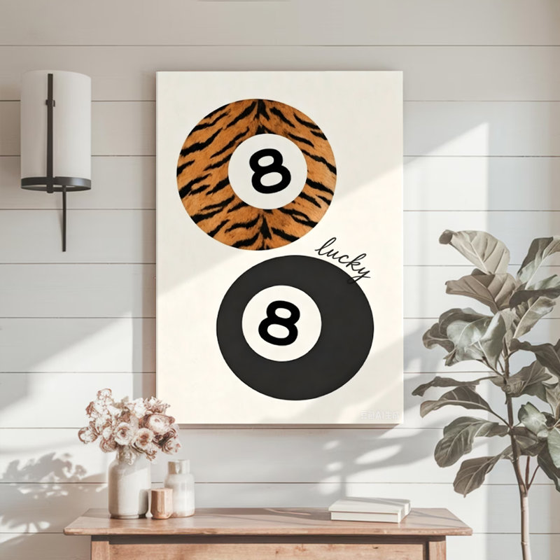 Impression de tigre moderne 8-Ball Billiards, impression sur toile encadrée