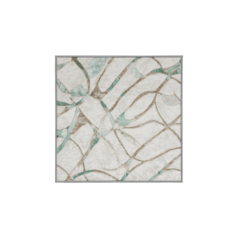 Machine Washable Gray Area Rug, Square 5'