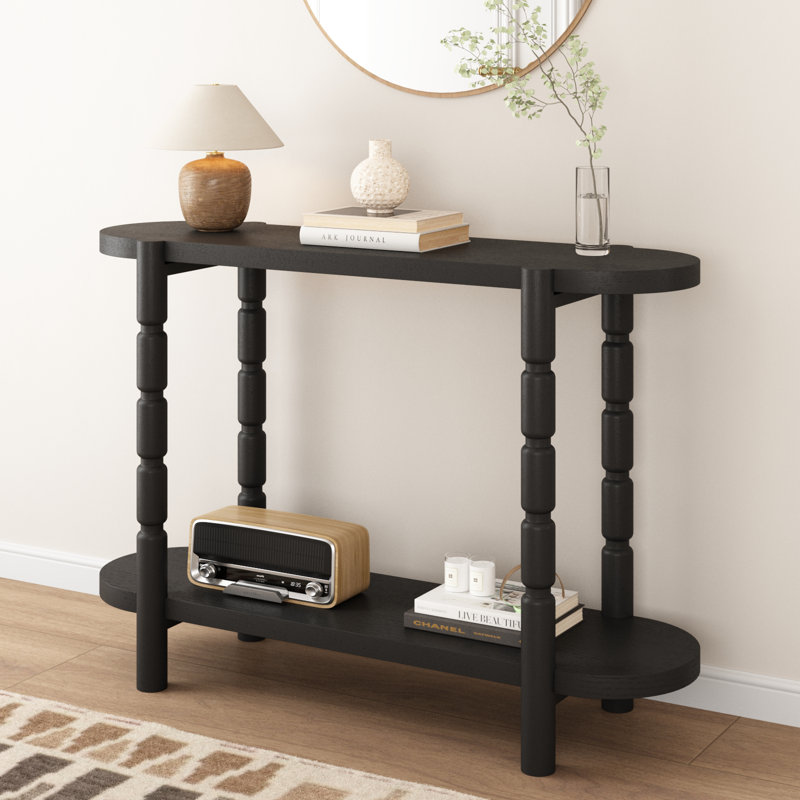 Darek 43.4" Farmhouse Solid Wood Console Table with Shelf