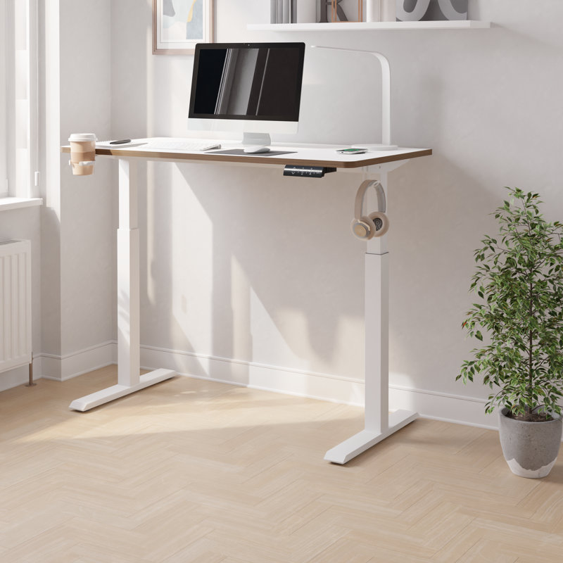 Arshan Adjustable Metal Base Standing Desk, White