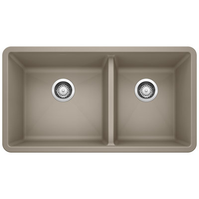 Precis SILGRANIT 33" L x 18" W Double Bowl Undermount Kitchen Sink with Basket Strainers