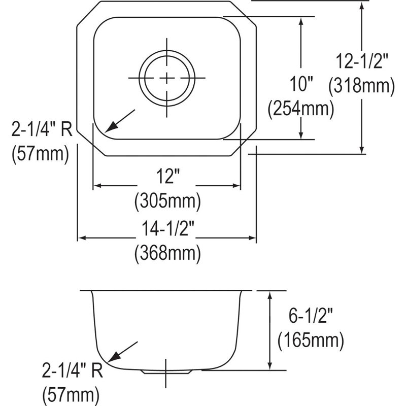 Dayton 15" L x 13" W Undermount Kitchen Sink