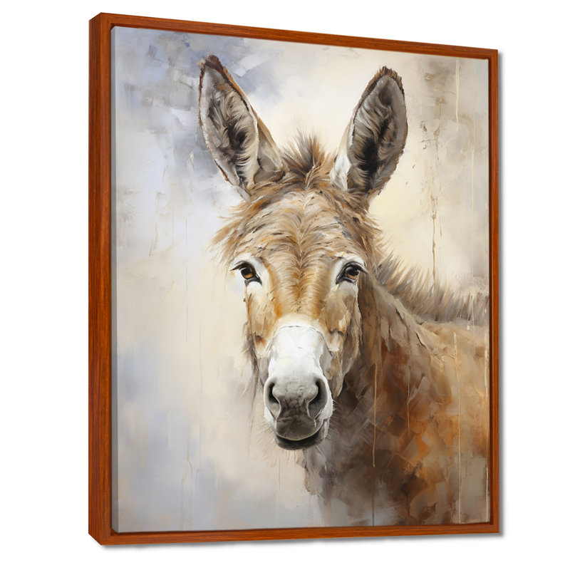 Soph sophistiqué Donkey Portrait II - Donkey, reproduction d'art sur toile encadrée, H 44 po x l 34 po x P 1,5 po