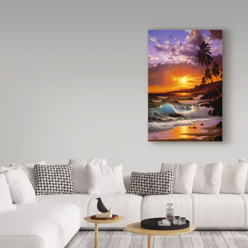 Fikes «Sunset Coast 5», reproduction de peinture à l'huile sur toile tendue, H 19 po x l 12 po