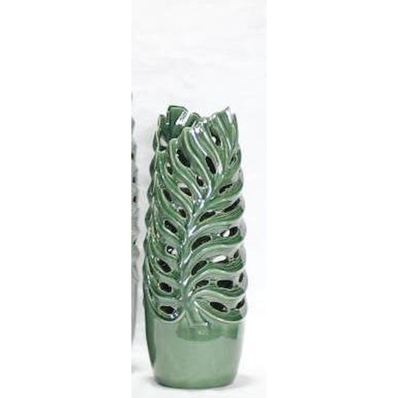 Vase de table en céramique verte Jarratt, H 15 po x l 6 po x P 6 po