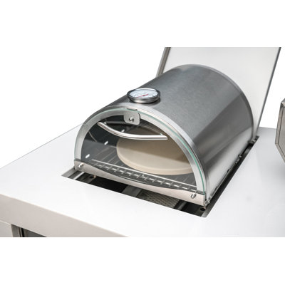 Four à pizza compact en acier inoxydable avec thermomètre intégré, porte en verre et pierre à pizza Mont Alpi MASBP - Convient à tous les modèles d'îlot de cuisine extérieur MAi805 et MAi400 de Mont Alpi
