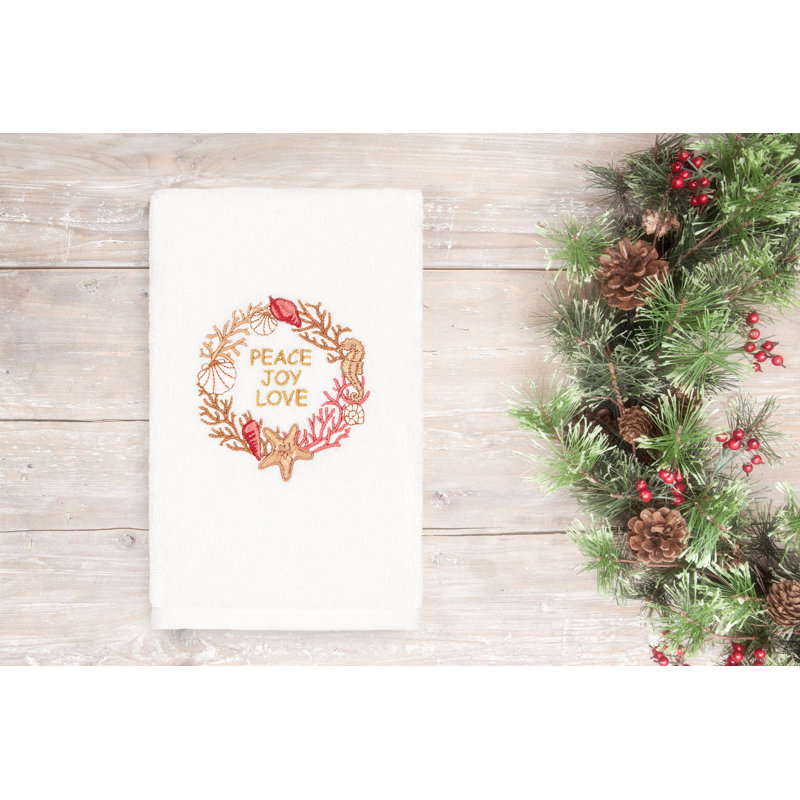 Christmas Midweight Hand Towel, White