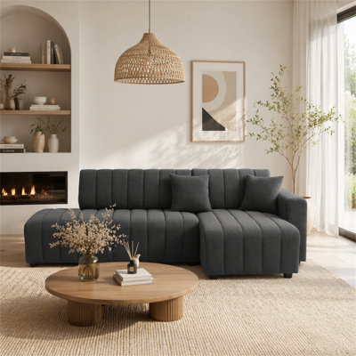 Wool Right Facing Sectional Sofa With Chaise