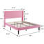 Structure de lit grand format en velours avec tête de lit à oreilles, lit plateforme tapissier avec tête de lit capitonnée à oreilles, support de lattes en bois massif, aucun sommier requis, silencieux, rose-1786535622-1786535625