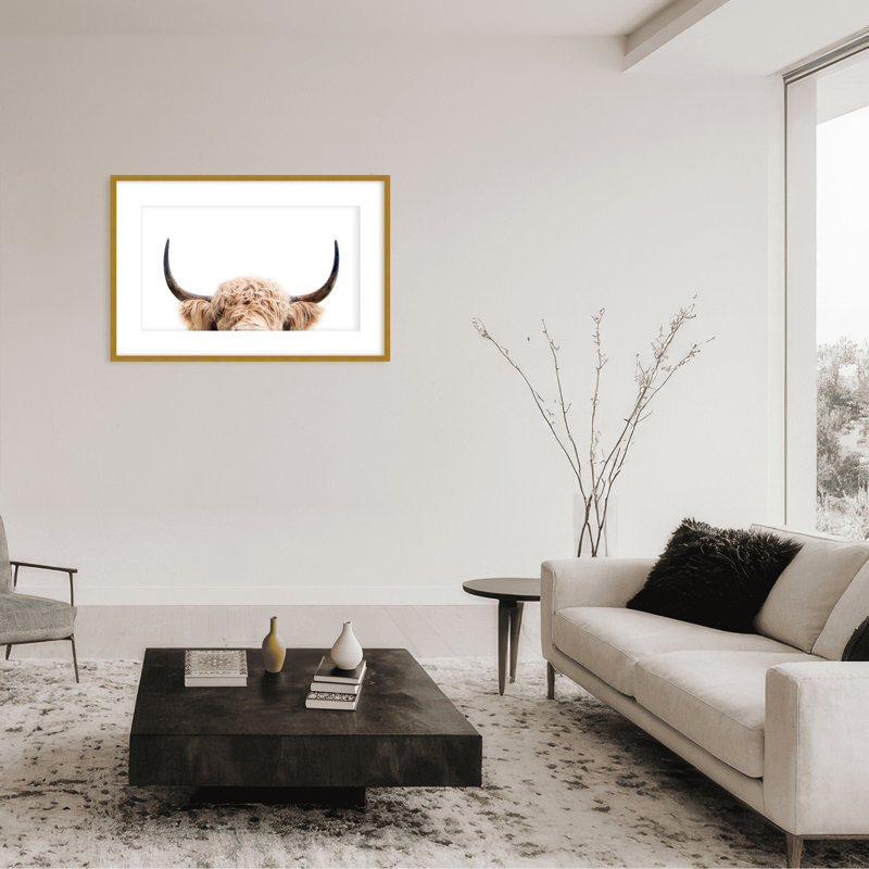 Nature Inspired Peeking Cow by  - Picture Frame Photograph on Paper, 24" H x 36" W x 1.5" D, Wrapped Canvas, Does Not Apply