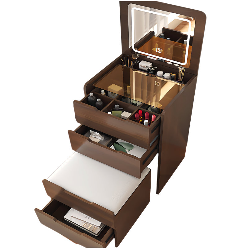3 in 1 Vanity Desk with Plip Top Mirror,Small Make Up Vanity Set with Visible Glass Desktop,Compact Makeup Vanity with 3 Drawers,Dressing Table for Bedroom,Gift for Mother's day