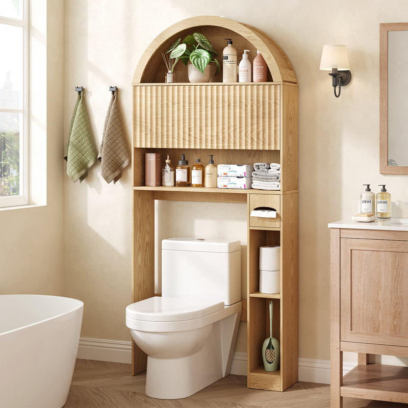 Arched Over the Toilet Storage Cabinet, Bathroom Storages Organizer Cabinets with Doors, Above Toilet Storage for Restroom, Bathroom, Laundry