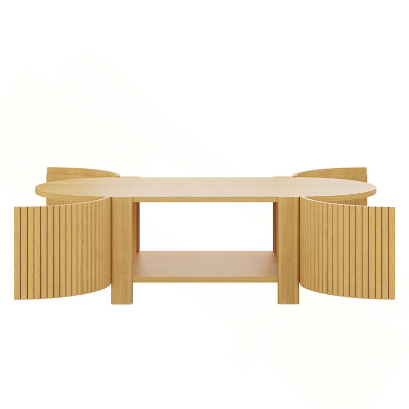 Ensemble de 3 tables basses et tables d'appoint en bois avec portes à fermeture en douceur pour rangement caché