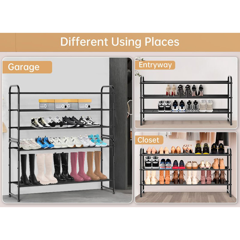 24 Pair Stackable Shoe Rack, Black