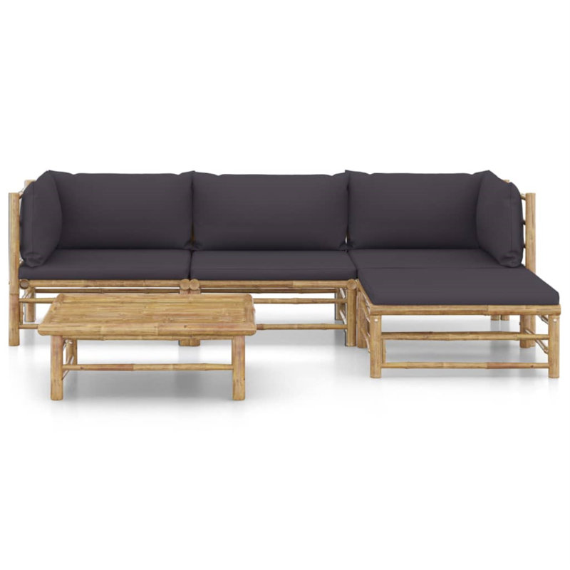 Chaise longue avec coussins 5 pièces Kyles, Gris foncé