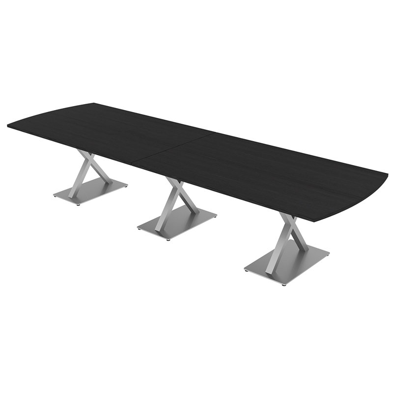 Table de conférence Pavert Arc, Argent, H 30 po x l 144 po x P 48 po, Cyprès noir