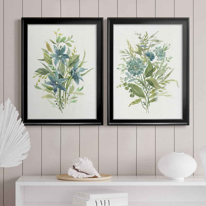 «Greenery I», ensemble de 2 peintures sur toiles, Black Framed Canvas, H 22,5 po x l 61 po x P 3 po