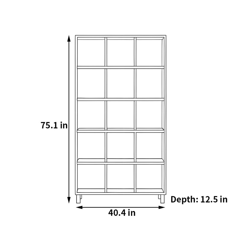 Une bibliothèque simple et durable, (5 tablettes) H 75,1 po x l 40,4 po x P 12,5 po, Marron foncé