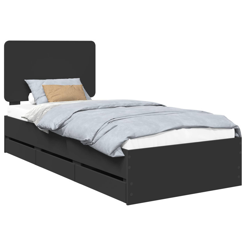 Bed, Black, European Single (90 x 200 cm)