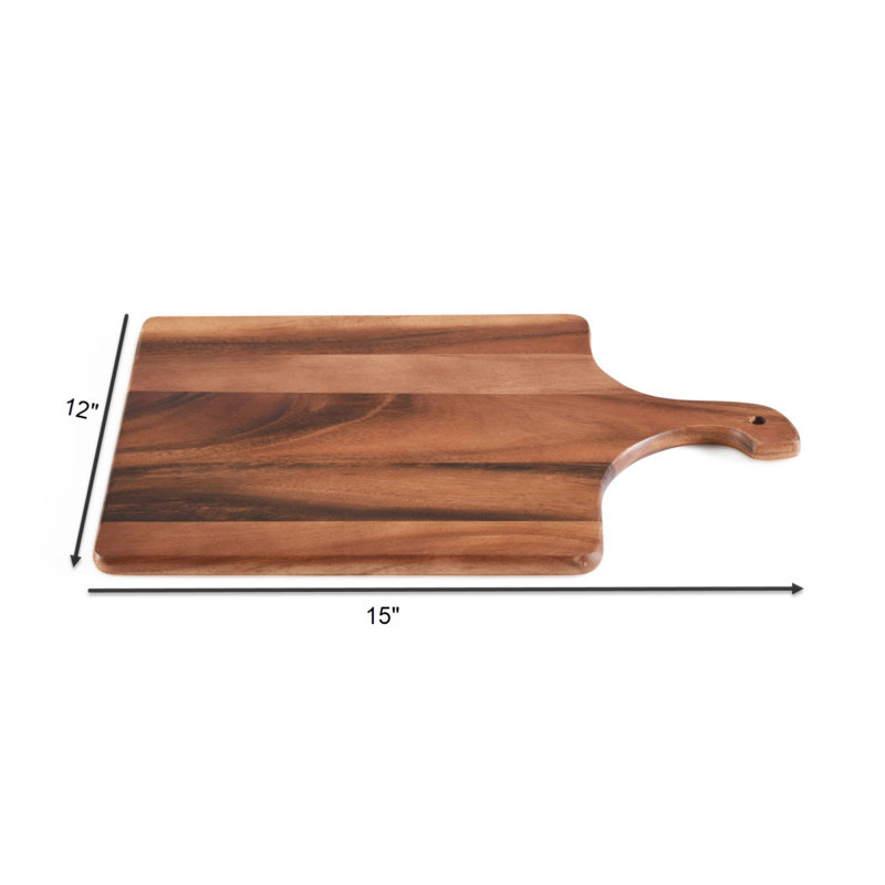 Kalmar Home Acacia Wood Square Board With Handle - 12"