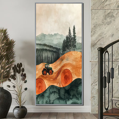 Gerilynn Barn With Tractor Landscape On A Top Of Brown V - Farm Canvas Print Wall Art