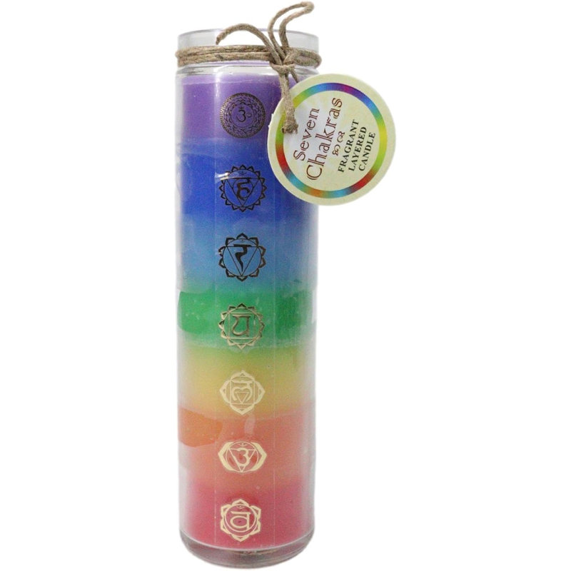Grande bougie arc-en-ciel mystique spirituelle Wicca