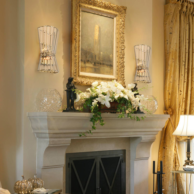 2-Light Crystal Flush Mount Wall Sconce