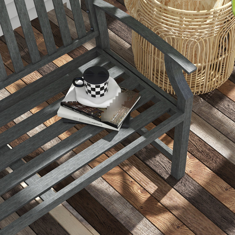46" Outdoor Metal Bench In Grey, For Patio, Porch, Lawn, - Comfortable, Curved Grey Patio Bench, Deck, , Comfortable Seating,