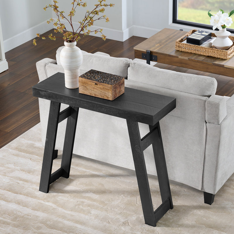 Lawas Solid Wood Console Table - 36 Inch Modern Farmhouse Small Entryway Table - Easy Assembly Living Room Furniture for Behind the Couch, Entryway, or Hallway (Black)