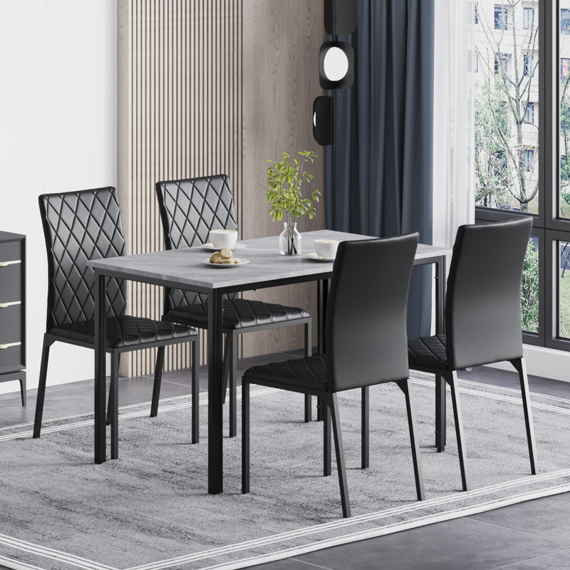 4 - Person Dining Set, Black, Black