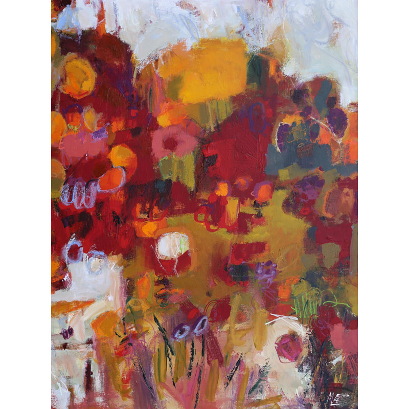 Frolick par Elizabeth Chapman - Peinture, H 31,25 po x l 25,25 po, Papier avec cadre noir