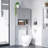 Modern Over The Toilet Storage Cabinet, Double Door Bathroom Organizer With Inner Adjustable Shelf And Open Shelf, Grey