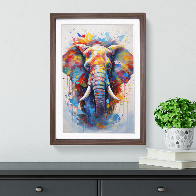 Elephant - Framed Print, Walnut Framed, 46cm H x 34cm W