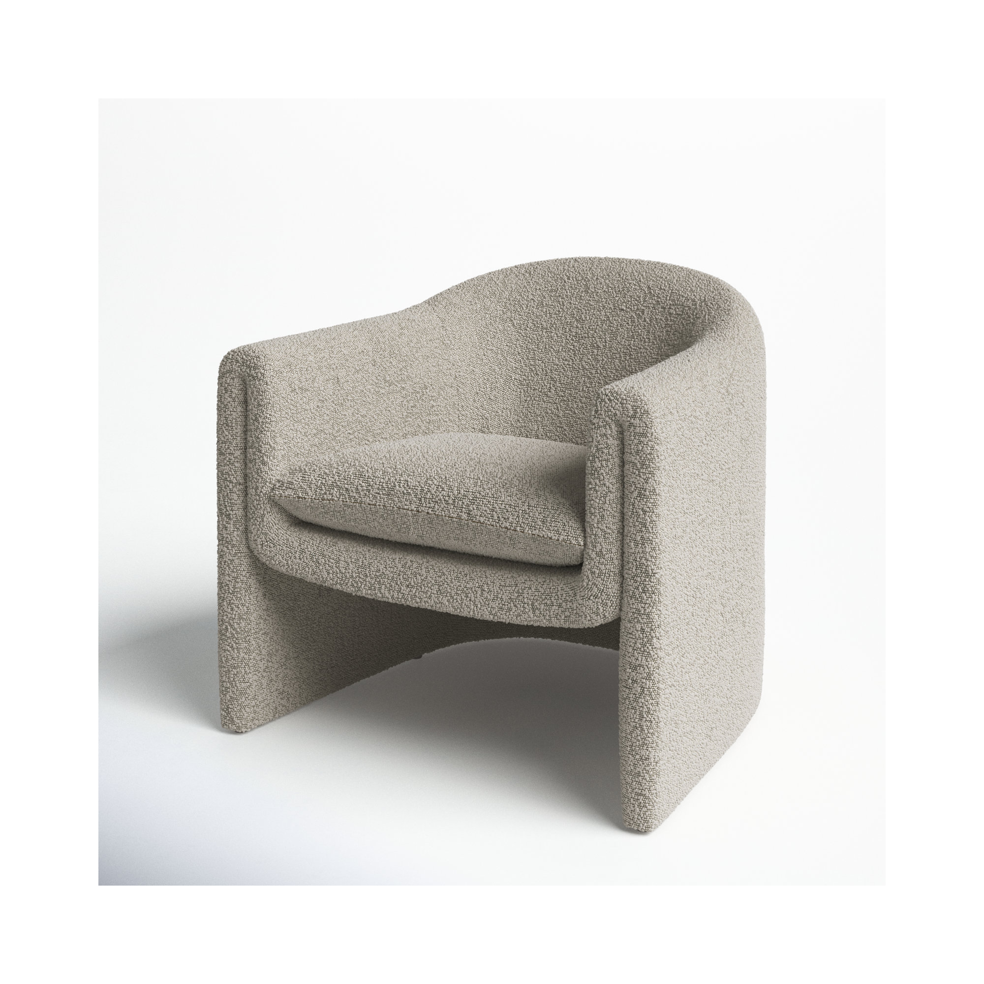 Pollman Upholstered Barrel Chair, Light Grey Boucle