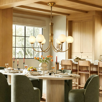 Stetler 6/8-Light Modern Globe Chandelier with Opal Glass Shades