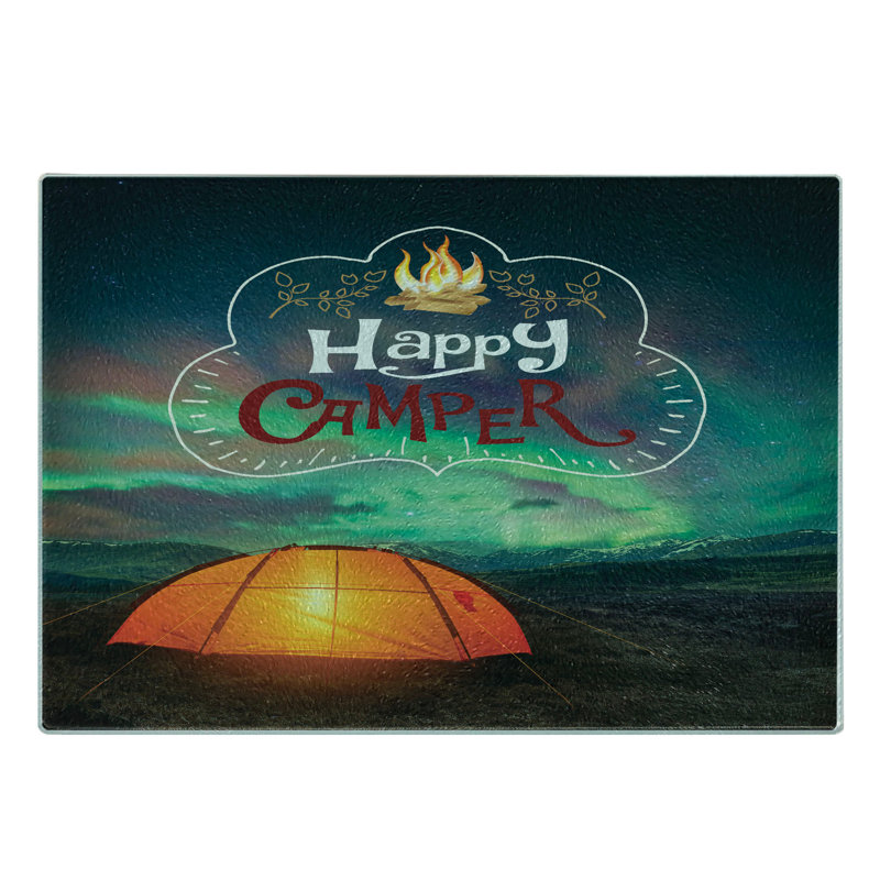 Multicolore Ambesonne Happy Camper - planche à découper en verre trempé Aurora Borealis