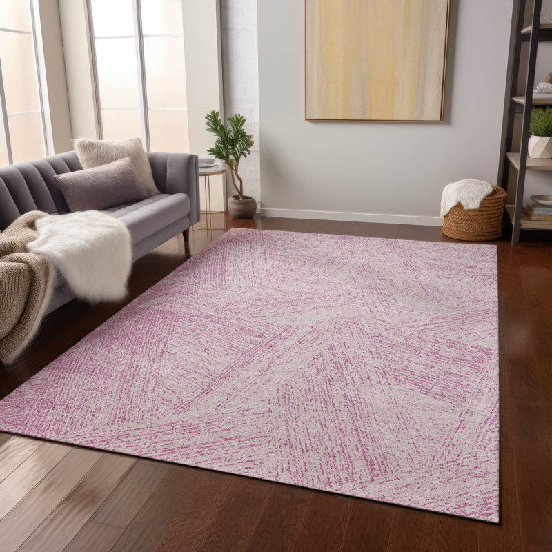 Terra Pink Washable Indoor-Outdoor Rug - , 3' x 5'