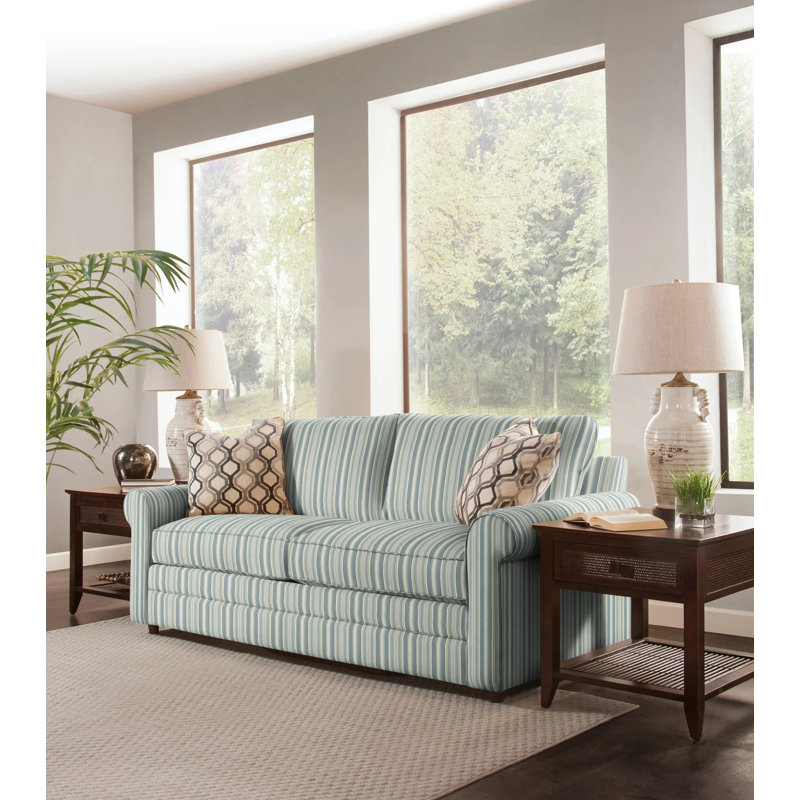 Edgeworth Upholstered 85'' Sofa, Green and Blue Stripe; 0252-54, Air Dream Mattress