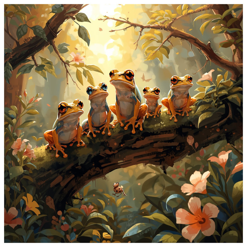 Frogs On Tree Branch Comforter, Twin Extra Long