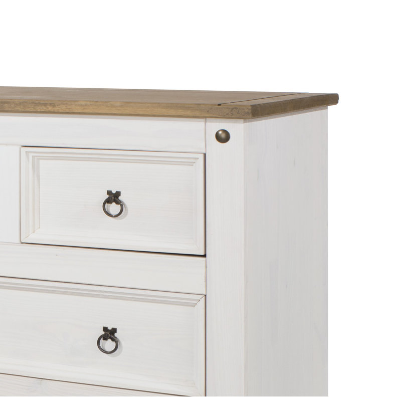 Choe 4 Drawer Chest, White and Antique Wax Finish, Corona design