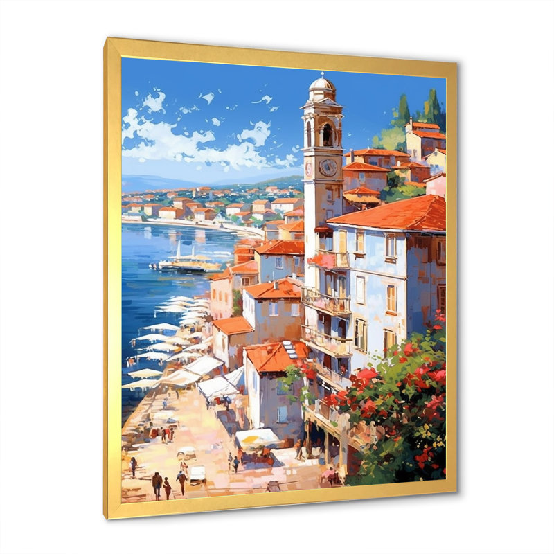 Beautiful Scenery in Italy Canvas Print with Gold Frame