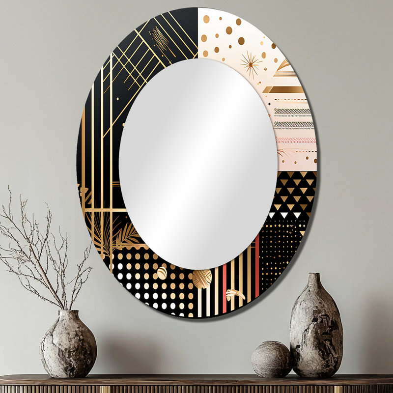 Miroir mural ovale Golden Geometric Glam Full Moon II, 40 po x 30 po